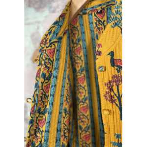 Handblock Printed Mughal <b>Women's</b> Vest Button-Decorated Outer Wear for Spring Summer Winter-Short Length <b>Knitted</b> Fabric <b>Waistcoat</b> - Product Image 2