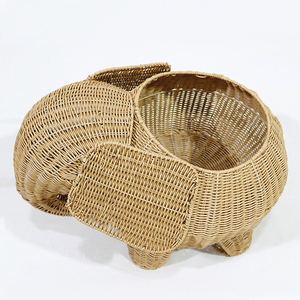 Panier de rangement en plastique tissé à la main Artex Dong Thap, éléphant mignon, pour les jouets des enfants/la lessive - Product Image 5