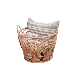 Stylish Handwoven Rattan <b>Storage</b> Basket with Cross Design Durable Handles <b>for</b> Kids' <b>Toys</b> Home Hotel <b>Storage</b> Healthy Style Basket - Product Image 3