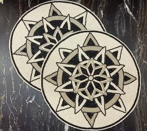 Exquisite Luxury Handmade Eco-Friendly Table <b>Placemat</b> Intricate Seed Bead Embroidery Solid Gold Black Dining Accent for Formal - Product Image 2