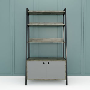 5-Tier Standing Type Iron Frame <b>Bookshelf</b> with Wood and Rubber Cabinet for Living Room-SFKS024 - Product Image 2