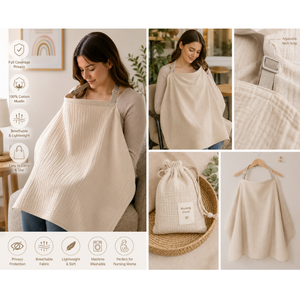 En gros Fronte Home Housse d'allaitement en mousseline de coton OEM, Tablier d'allaitement respirant, Fabricant Denizli Turquie, Couleur unie - Product Image 3