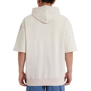 Sweat-shirt à capuche surdimensionné pour homme, manches courtes, couleur unie, coton French Terry, coupe décontractée, style printemps - Product Image 4