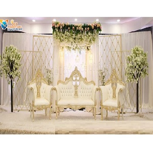 Escenario occidental de ceremonia de compromiso con paredes de vela, elegante escenario de recepción de boda asiática moderna, escenario de fiesta - Product Image 1