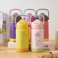 Bouteilles d'eau isothermes pour enfants en acier inoxydable 304 de 12 oz pour l'école, isolées sous vide avec base en silicone antidérapante