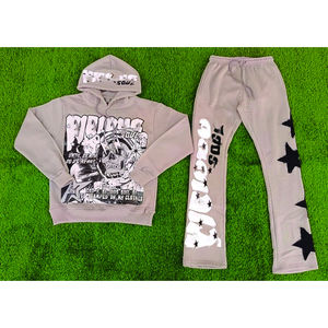 Custom Streetwear Sweatsuit Baggy Flared <b>Sweatpants</b> Jogger ZipUp Hoodie Set Oversized Men Acid Wash <b>Woman</b> Tracksuit Manufacturer - Product Image 5