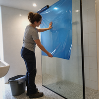 Film de protection PE bleu pour usine, cadre de fenêtre, porte, miroir, adhésif électrostatique, rouleau de protection pour panneau électronique, impression personnalisée OEM