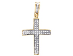 Collar con colgante cruzado de Hip Hop para hombre VVS Moissanite Diamond Iced S925 Sterling Silver Rose Gold Plated Religious Style - Product Image 1