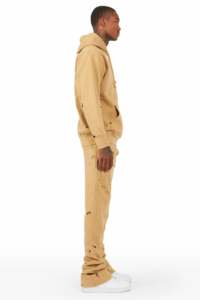 Chándal térmico de invierno Vintage 2023 Unisex personalizado, Sudadera con capucha de algodón transpirable, conjunto de pantalones de chándal apilados acampanados, estampado de talla grande - Product Image 2