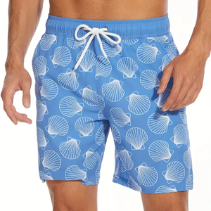 Pantalones cortos de algodón informales de cintura alta para hombre, malla antiarrugas, estampado sólido, cinturón con cordón, logotipo ecológico, playa de verano de Vietnam - Product Image 5