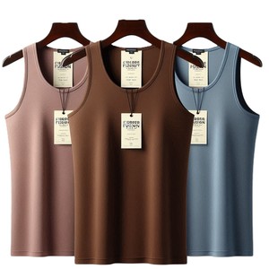 Camiseta sin mangas Premium para hombre Armario básico Essentials Ajuste cómodo Algodón de punto Colores Premium Sin mangas - Product Image 1