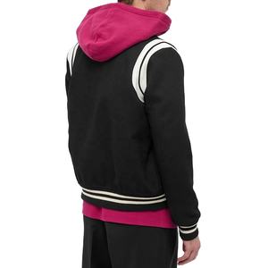 Chaqueta universitaria con cuello levantado personalizada para hombre, chaqueta fina de invierno con mangas de cuero y parches bordados, chaqueta con letras de béisbol - Product Image 2