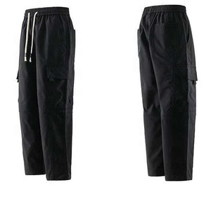 OEM Service Men's Plus Size Woolen Sweatpants 100% Cotton Breathable Waterproof Multi-Pocket Casual Streetwear <b>Elastic</b> Waist - Product Image 3