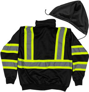 Hi Vis Safety Fleece Zip Hoodie for Men <b>Reflective</b> Sweatshirts <b>Jackets</b> Detachable Hood <b>Cycling</b> Safety <b>Jacket</b> - Product Image 2