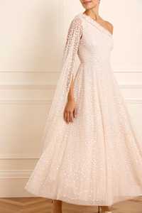 Cómodo vestido maxi de gasa acampanado de maternidad bordado cuello alto manga regular fiestas de graduación reuniones salidas Casuales - Product Image 5