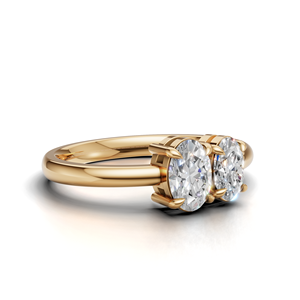 IGI Certified Lab Grown Diamond Toi Et Moi <b>Ring</b> 18K Yellow / White & Rose Gold Oval Shape Engagement <b>Ring</b> For Women - Product Image 2