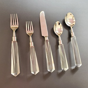 Juegos de cubiertos de acero inoxidable chapados en plata con mango de acrílico transparente para juegos de cubiertos de cena de Mesa para el hogar y el hotel - Product Image 6