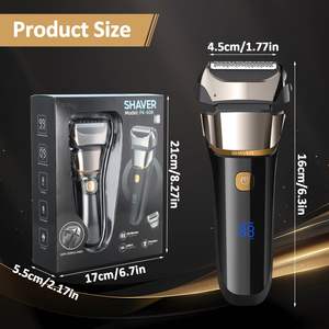 Rasoir électrique pour homme, étanche, rechargeable, avec affichage, triple lame, tondeuse à barbe pour le soin des poils du corps - Product Image 1