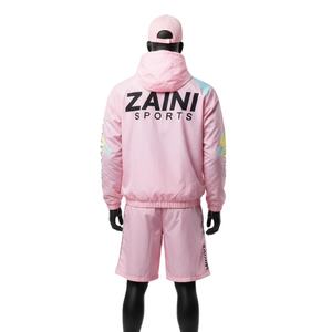 Ensemble short coupe-vent en nylon de haute qualité pour hommes, tissu extérieur, panneaux bicolores, logo imprimé à l'écran, ensemble short coupe-vent, taille plus - Product Image 2