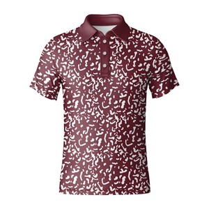 Vente en gros T-shirt de golf pour hommes Chemise à col imprimé personnalisé en polyester spandex extensible dans les 4 sens - Product Image 2