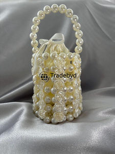 Tradebyd Sac de soirée de luxe avec pochette en perles de créateur Sac de fête de mariage de qualité supérieure avec chaînes et perles pour événements de mode - Product Image 4