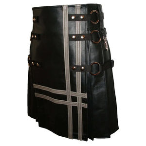 Kilt de cuero de vaca negro personalizado para hombre con botones de estilo victoriano accesorio de cuero de sujeción Kilt profesional para hombre - Product Image 3
