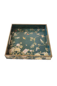 Plateau de service de boissons de luxe personnalisable en gros, artisanat vietnamien en laque avec motif végétal pour hôtels et restaurants - Product Image 4