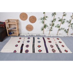 Tapis vintage 3,6x8 pieds, tapis turc, tapis blanc et rouge de style sud-ouest - Product Image 2