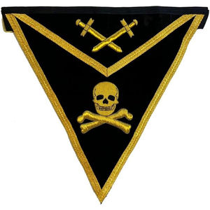 Masonic Regalia Hard <b>Apron</b> Case | Sovereign Master Allied Masonic Degrees <b>Apron</b> Green Ribbon With Gold Trim & Fringe Lambskin - Product Image 2