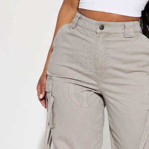 Pantalones cargo informales planos de Invierno para mujer de etiqueta privada 100% algodón transpirable de secado rápido respetuoso con el medio ambiente - Product Image 4