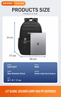 SUN EIGHT Sac à dos scolaire extra large de 20 pouces pour les étudiants du lycée et du collège, sac à dos léger pour ordinateur portable, modèle 8628