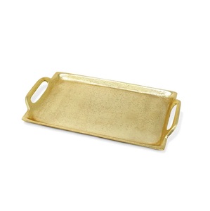 Bandeja de servicio de fruta elegante de lujo de Metal de aluminio hecha a mano dorada mango lavavajillas microondas seguro personalizable para hotel en casa - Product Image 1