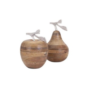 Vase à bougie en forme de pomme en bois de mangue avec dessus en feuille d'aluminium pot à bougie le plus vendu décor à la maison - Product Image 6