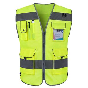 Gilet de sécurité réfléchissant haute visibilité 9 poches pour hommes et femmes, gilet de Construction Hi Vis avec bandes réfléchissantes - Product Image 4