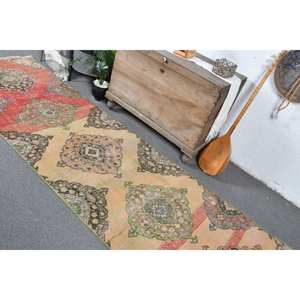 Alfombra turca Vintage de 31x10,8 pies, alfombra de tejido plano rojo y Beige, patrón de retazos para decoración de sala de estar, Material de lana de látex - Product Image 4