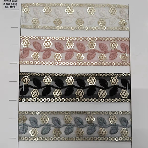 Encaje de tul bordado Floral colorido de alta calidad para moda encaje Floral bordado colorido personalizado para vestidos de novia - Product Image 1