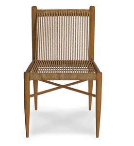 Silla de comedor hecha de marco de madera de teca maciza con ratán tejido en el asiento y el respaldo para uso interior y exterior - Product Image 2