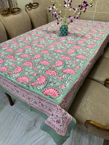 Estampado floral hecho a mano 100% algodón Heritage mantel bloque hecho a mano impreso tradicional rectángulo Diseño Artesanal cubierta - Product Image 4