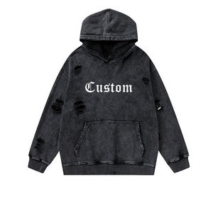 Sweat-shirts à logo délavé personnalisés, impression sérigraphique, streetwear de haute qualité, surdimensionné, pull lourd vierge, 100% coton, hiver - Product Image 1