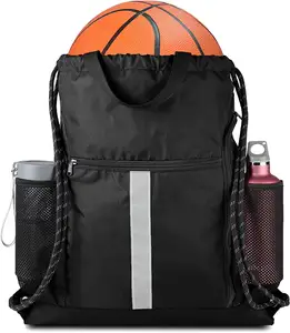 حقيبة ظهر رياضية لرياضة كرة السلة مصنوعة من البوليستر 420D 30L مخصصة باللون الأسود