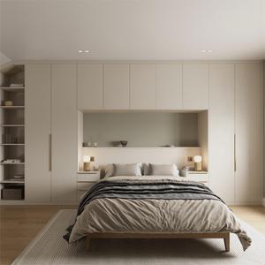 Ensemble de placards de chambre intégrés <span class=keywords><strong>au</strong></span> mur <span class=keywords><strong>avec</strong></span> <span class=keywords><strong>étagère</strong></span>s latérales intégrées pour chambre à coucher, idéal pour villa, appartement, hôtel - Product Image 1
