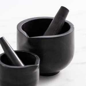 Mortero y mortero de piedra de ónix y mármol natural con acabado negro de último diseño en herramientas para hierbas y especias a precio de mayorista - Product Image 2