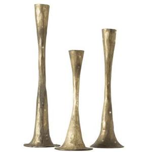 Juego de Portavelas Votivas de Metal Martillado en Latón Antiguo, Soporte Alto para Velas Cónicas, Centro de Mesa de Lujo para Bodas, Decoración del Hogar - Product Image 1