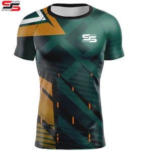 Los hombres personalizan su propio logotipo sublimado de manga corta Rash Guard transpirable Rash Guard ropa de entrenamiento precio barato - Product Image 4