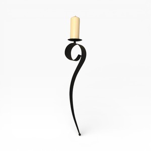 Porte-bougie unique en métal noir moderne avec un design artistique incurvé pour une décoration audacieuse - Product Image 1