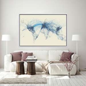 ภาพพิมพ์บนผ้าใบลายการบิน: ภาพพิมพ์แผนที่โลกสำหรับตกแต่งผนัง,1P:กรอบสีขาว - Product Image 1