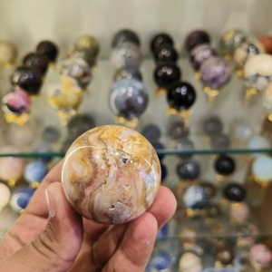 Cristal de guérison jaune dentelle agate sphère cristal boule de guérison pierre naturelle Quartz poli spécimen Rare Reiki plage nouvelle énergie - Product Image 6