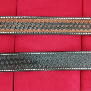 New Unisex Premium Cow Hide <b>Belt</b> Hand <b>Tooled</b> Western Style with Custom Beaded Designs Full Grain <b>Leather</b> Ready Ship Alloy Buckle - Product Image 1