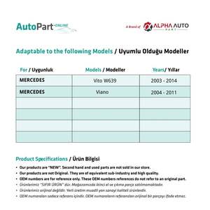 Jeu de cric de fenêtre en plastique pour Mercedes Vito, Viano (expédition du fabricant turc) Code produit: FD112804 - Product Image 2