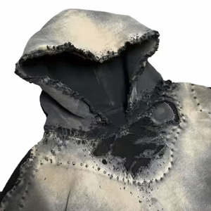 Wholesale Custom 100% Cotton 340 Gsm <b>Tie</b> Dye Hoodie Man <b>Black</b> Hoodie Custom Logo Embroidery Hoodie For <b>Mens</b> - Product Image 3